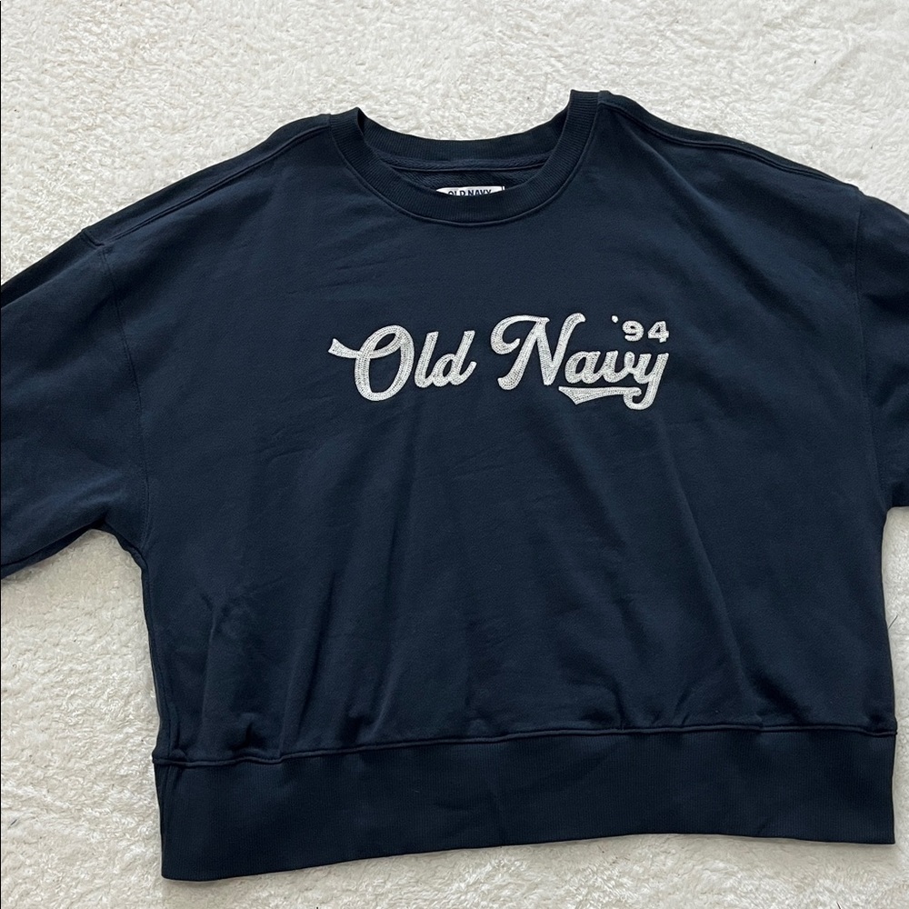 Old Navy Navy Blue Sweatshirt with White Logo